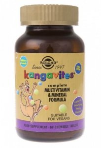 SOLGAR Kangavites Multivitamin & Mineral - Witaminy i minerały do ssania (smak jagodowy) (60 tabl.)