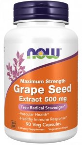 NOW FOODS Grape Seed Extract Maximum Strength 500 mg - Wyciąg z Nasion Winogron 500 mg (90 kaps.)