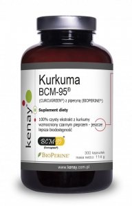 KENAY Kurkuma BCM-95 (CURCUGREEN) z piperyną (BIOPERINE) (300 kaps.)