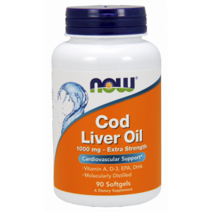 NOW FOODS Cod Liver Oil Extra Strength - Tran 1000 mg (90 kaps.)