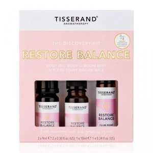 TISSERAND AROMATHERAPY Restore Balance Discovery Kit - Body Oil, Body & Room Mist & Pulse Point Roller Ball (2 x 9 ml, 1 x 10 ml