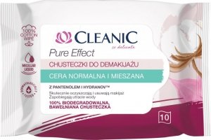 Cleanic Chusteczki do demakijażu Pure Effect - cera normalna i mieszana 1op.-10szt