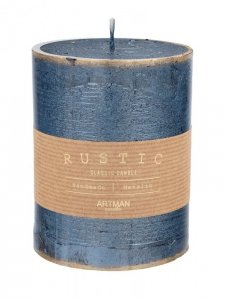 ARTMAN Świeca ozdobna Rustic Patynowany - walec średni (średnica 9cm) niebieski 1szt