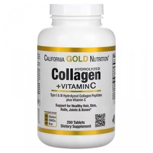Hydrolyzed Collagen Peptides i Vitamin C | Hydrolizowane Peptydy Kolagenu z Witaminą C 250 tab. 