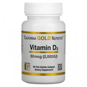 California Gold Nutrition Vitamin D3, 50 mcg (2,000 IU), 90 kaps.