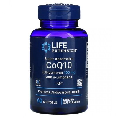 LIFE EXTENSION Koenzym Q10 Ubichinon 100 mg + D-Limonen 100 mg (60 kaps.)