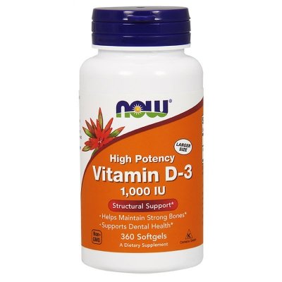 NOW FOODS Witamina D3 1000 IU (360 kaps.)