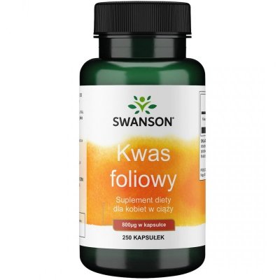 SWANSON Kwas foliowy 800 mcg  dla kobiet w ciąży (250 kaps.)