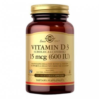 SOLGAR Vitamin D3 15 mcg (600 IU) (120 kaps.)