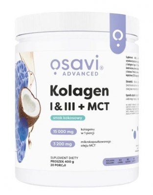 OSAVI Kolagen I & III + MCT, smak kokosowy (400 g)