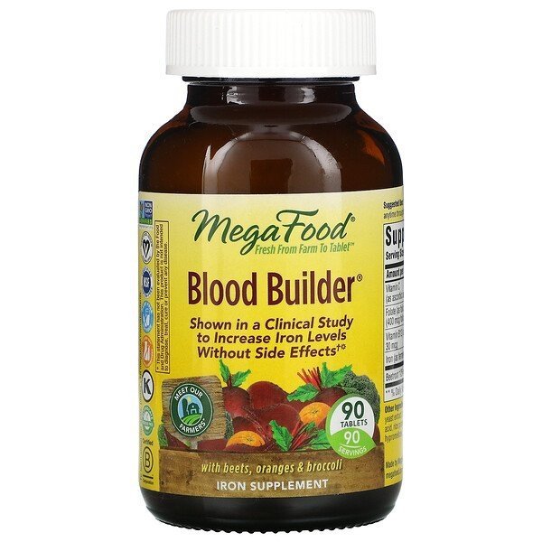 MegaFood Blood Builder żelazo + witamina B12 + kwas foliowy 90 tab.