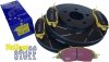 Przednie klocki YellowStuff + NACINANE tarcze hamulcowe 293mm EBC serii USR Ford Mustang 2005-2010