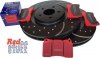 Przednie CERAMICZNE klocki RedStuff + NAWIERCANE NACINANE tarcze hamulcowe 355mm EBC seria GD Ford Mustang 2005-2014