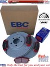Przednie CERAMICZNE klocki RedStuff + WIERCONE NACINANE tarcze hamulcowe 320mm EBC seria GD Dodge Challenger RWD V6