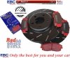 Przednie CERAMICZNE klocki RedStuff + NACINANE tarcze hamulcowe 320mm EBC seria USR Dodge Challenger RWD V6