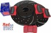 Przednie CERAMICZNE klocki RedStuff + NAWIERCANE NACINANE tarcze hamulcowe 355mm EBC seria GD Ford Mustang 2005-2014