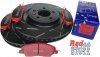 Przednie klocki RedStuff + NACINANE tarcze hamulcowe 336mm EBC seria USR Ford Mustang 2011-2014