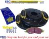 Przednie klocki YellowStuff + NACINANE tarcze hamulcowe 293mm EBC serii USR Ford Mustang 2005-2010
