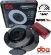 Przednie klocki HAWK SUPER DUTY + tarcze hamulcowe DBA 4000 T3 RAM 1500 DT 2019-