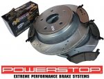 Tylne klocki Z36 + WIERCONE nacinane tarcze hamulcowe POWERSTOP 5 szpilek RAM 1500 2003-