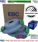 Tylne klocki GreenStuff + nawiercone nacinane tarcze hamulcowe EBC seria GD Dodge RAM 1500 2003-