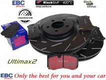 Przednie klocki Ultimax2 + NACINANE tarcze hamulcowe 360mm EBC seria USR Dodge Magnum 6,1 V8 SRT