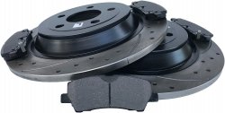 Tylne klocki + WIERCONE NACINANE tarcze hamulcowe 320mm Ford Mustang 2015-