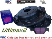 Tylne klocki Ultimax2 + NAWIERCANE NACINANE NIE wentylowane tarcze hamulcowe EBC seria GD Jeep Grand Cherokee 2011-