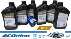 Filtr + olej silnikowy ACDelco Gold Synthetic Blend 5W30 API SP GF-6 Saab 9-7x 5,3 V8