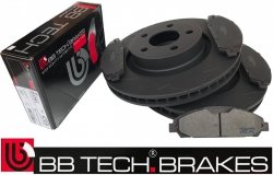 Przednie klocki + NACINANE tarcze hamulcowe BB-TECH 320mm Ford Mustang 2015-