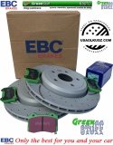 Tylne klocki GreenStuff + NAWIERCANE NACINANE tarcze hamulcowe EBC seria GD Jeep Grand Cherokee SRT / Trackhawk
