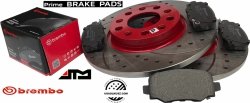 Tylne klocki brembo + WIERCONE tarcze hamulcowe 278mm ATM Jeep Cherokee KL 2014-2023
