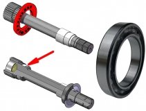 Wewnętrzne łożysko zewnętrznego łącznika prawej półosi przedniego mostu 215MM RAM 1500 DS 2012-