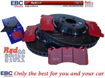 Przednie CERAMICZNE klocki RedStuff + SPORTOWE PŁYWAJĄCE tarcze EBC seria SG Racing Ford Mustang 5,0 V8 2015-