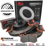 Przednie klocki DBA Xtreme Performance + NACINANE tarcze hamulcowe 352mm DBA seria 4000 T3 Ford Mustang 2015-