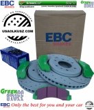 Przednie klocki GreenStuff + NAWIERCANE NACINANE tarcze hamulcowe EBC seria GD Ford F-150 2010-2021