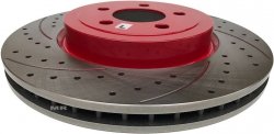 Przednia WIERCONA NACINANA tarcza hamulcowa 345mm RED Dodge Challenger 2009-