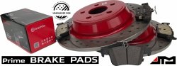 Tylne klocki brembo + WIERCONE NACINANE tarcze hamulcowe ATM 316mm RED Lincoln Continental 2017-2020