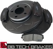 Przednie klocki + NACINANE tarcze hamulcowe 320mm BB-TECH Lancia Thema