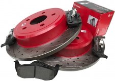 Tylne klocki BREMBO + WIERCONE nacinane tarcze hamulcowe RED Jeep Grand Cherokee 2005-2010