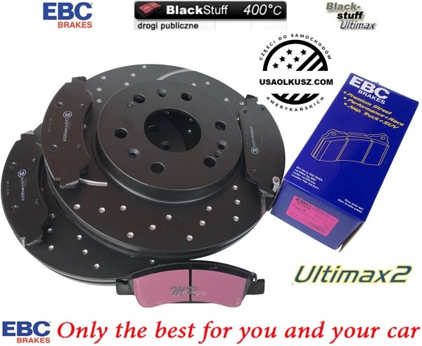 Przednie klocki Ultimax2 + NAWIERCANE NACINANE tarcze hamulcowe 330mm EBC seria GD Chevrolet Tahoe 2009-