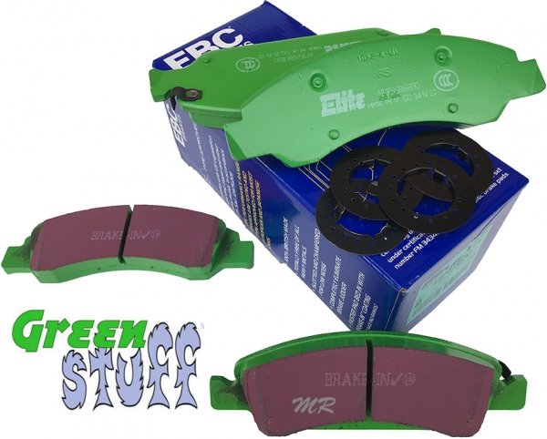 Przednie klocki GreenStuff + NAWIERCANE NACINANE tarcze hamulcowe 330mm EBC seria GD GMC Yukon 2009-