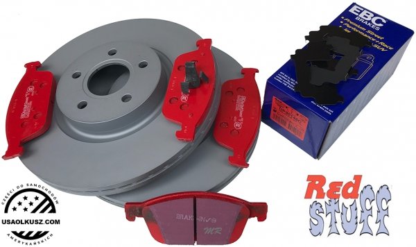 Przednie CERAMICZNE klocki RedStuff + tarcze hamulcowe 320mm EBC seria Premium Ford Escape AWD 2013-