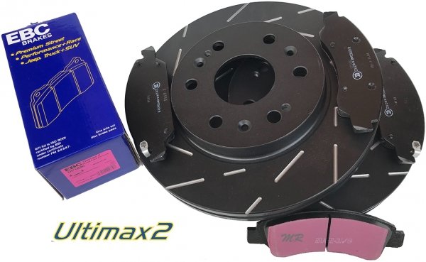Przednie klocki Ultimax2 + NACINANE tarcze hamulcowe 330mm EBC seria USR Chevrolet Avalanche 1500 2009-2013