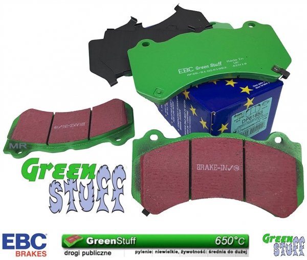 Przednie klocki GreenStuff + NAWIERCANE NACINANE tarcze hamulcowe 380mm EBC seria GD Jeep Grand Cherokee SRT 2012-2020