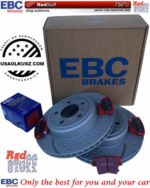 Tylne CERAMICZNE klocki RedStuff + WIERCONE NACINANE WENTYLOWANE tarcze hamulcowe EBC seria GD Lancia Thema