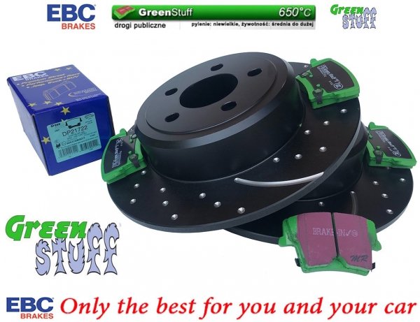 Tylne klocki GreenStuff + WIERCONE NACINANE tarcze hamulcowe EBC seria GD Dodge Charger RWD