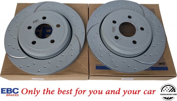 Tylne CERAMICZNE klocki RedStuff + NAWIERCANE NACINANE tarcze hamulcowe EBC seria GD Jeep Grand Cherokee SRT / Trackhawk