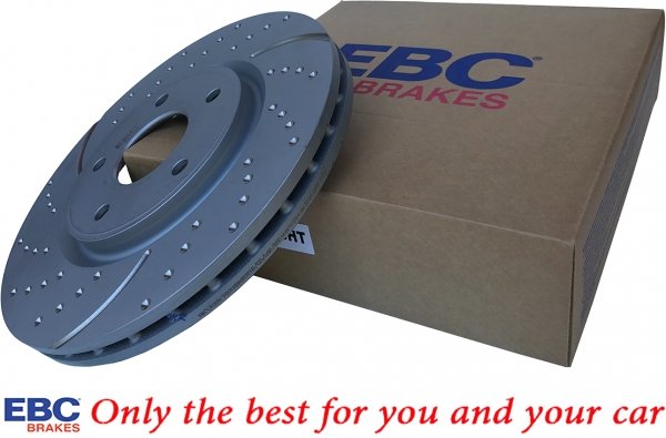 Przednie klocki YellowStuff + NAWIERCANE NACINANE tarcze hamulcowe 330mm EBC seria GD RAM Cargo Van 2012-