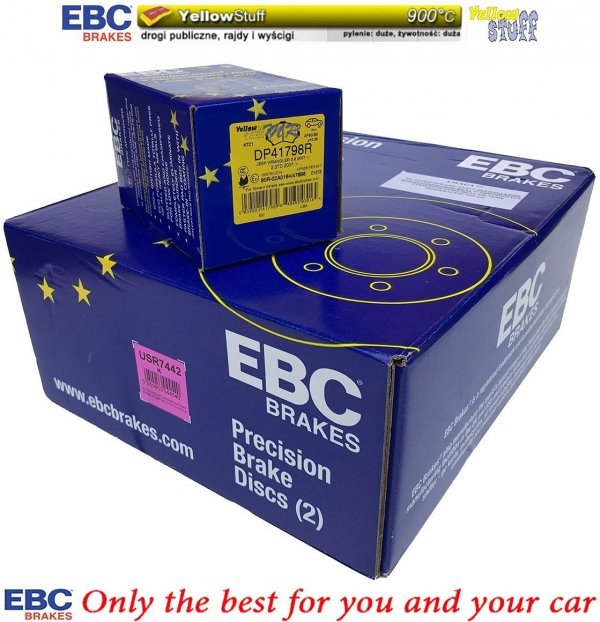 Przednie klocki YellowStuff + NACINANE tarcze hamulcowe 302mm EBC seria USR Volkswagen Routan -2012